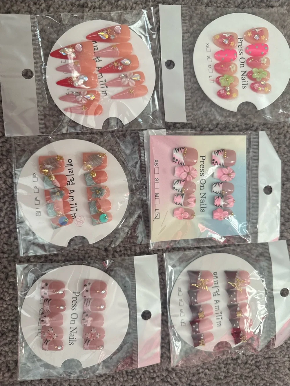 Decorative False Nail Set - Pink SIZE L